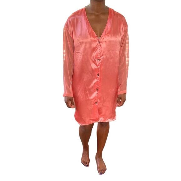 VICTORIA’S SECRET Gold Label Vintage Satin Peach Nightgown M/L - Picture 1 of 12